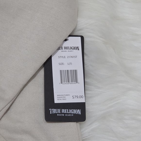 True Religion Beige Kids Hoodie with Logo - Picture 3 of 5